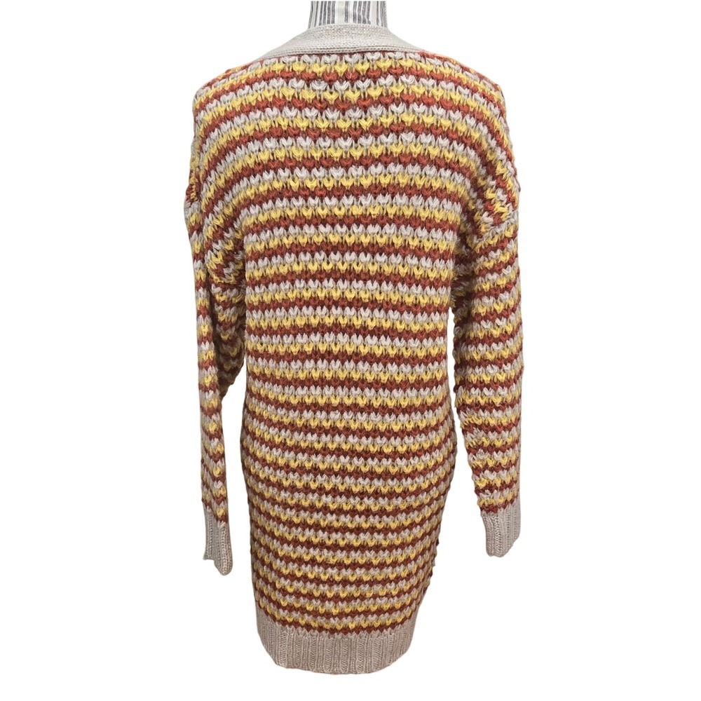 Coco + Jaimeson Chunky Knit Long Fall Cardigan‎ Striped with Pockets Womens Med - Picture 2 of 5